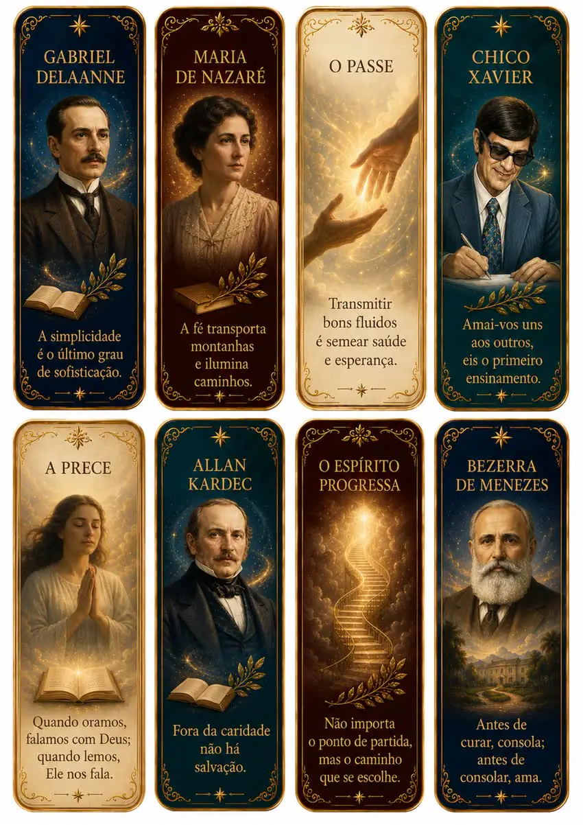 Marcadores sobre O Passe, A Prece e figuras como Allan Kardec e Chico Xavier